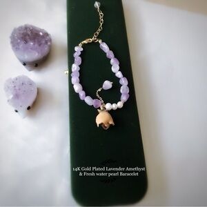 COPY - Lavender Amethyst ( February Birthstone)  & Preserved Rose 🌹 Bracelet